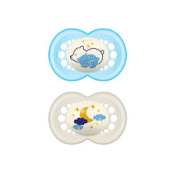 Mam Chupete Original Silicona 6M+ Noche Azul 2 Uds.