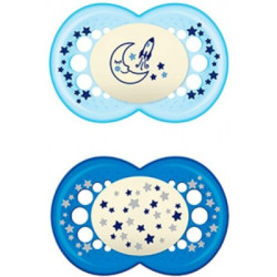 Mam Chupete Original Silicona 16M+ Noche Azul 2 Uds.